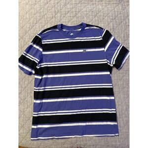 Nike The Nike Tee Men's Large Purple Black Striped Short Sleeve T-Shirt Retro